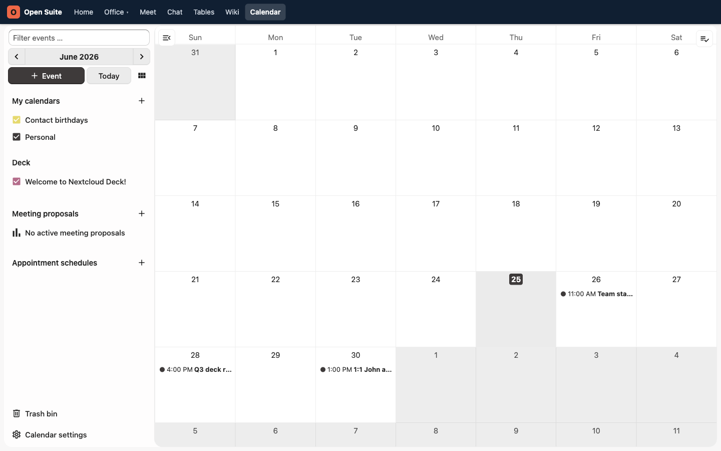 Calendar month view