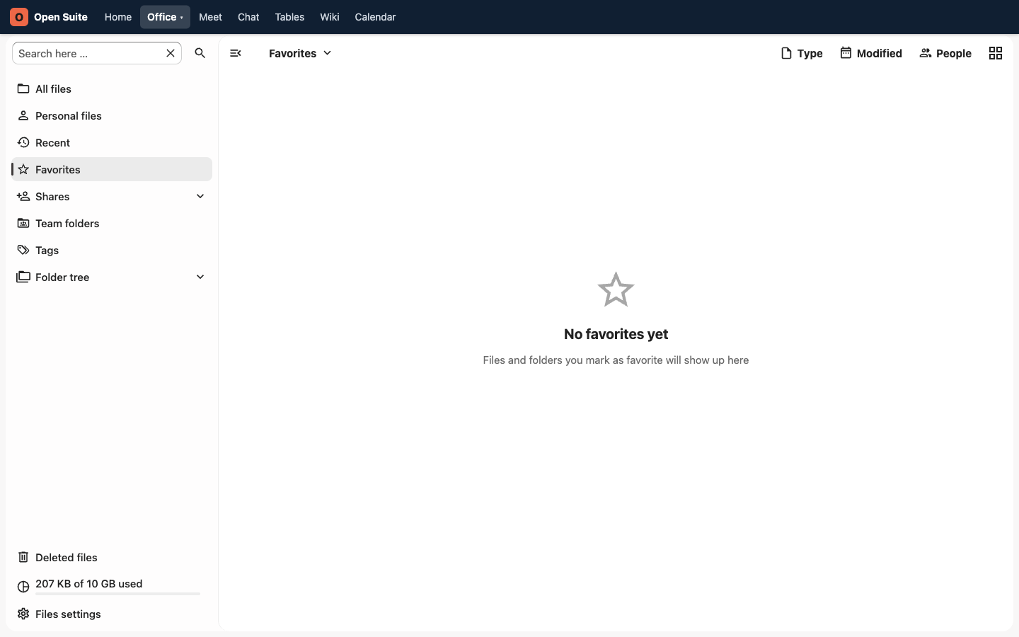 Files favorites view