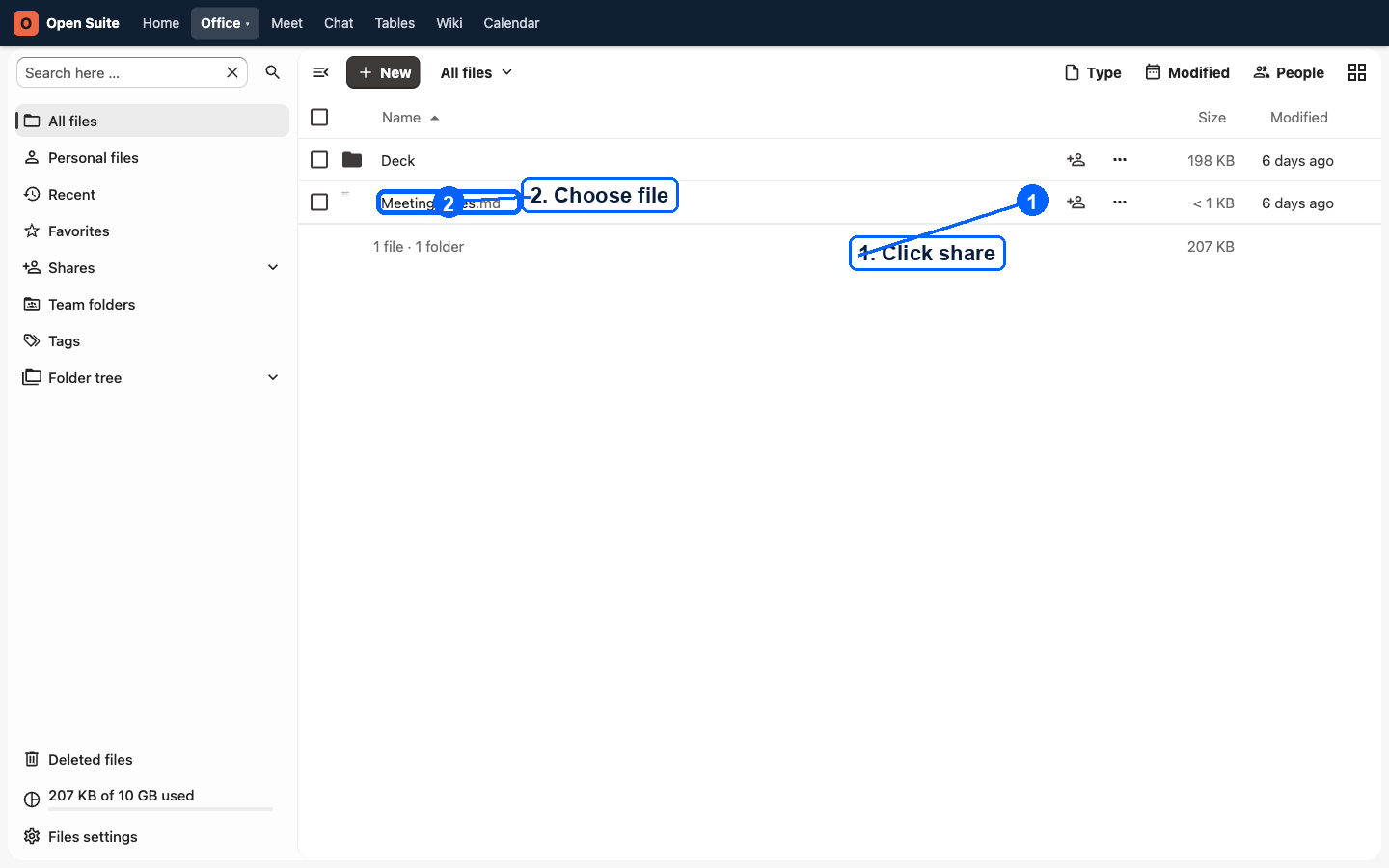 File row with share action marked